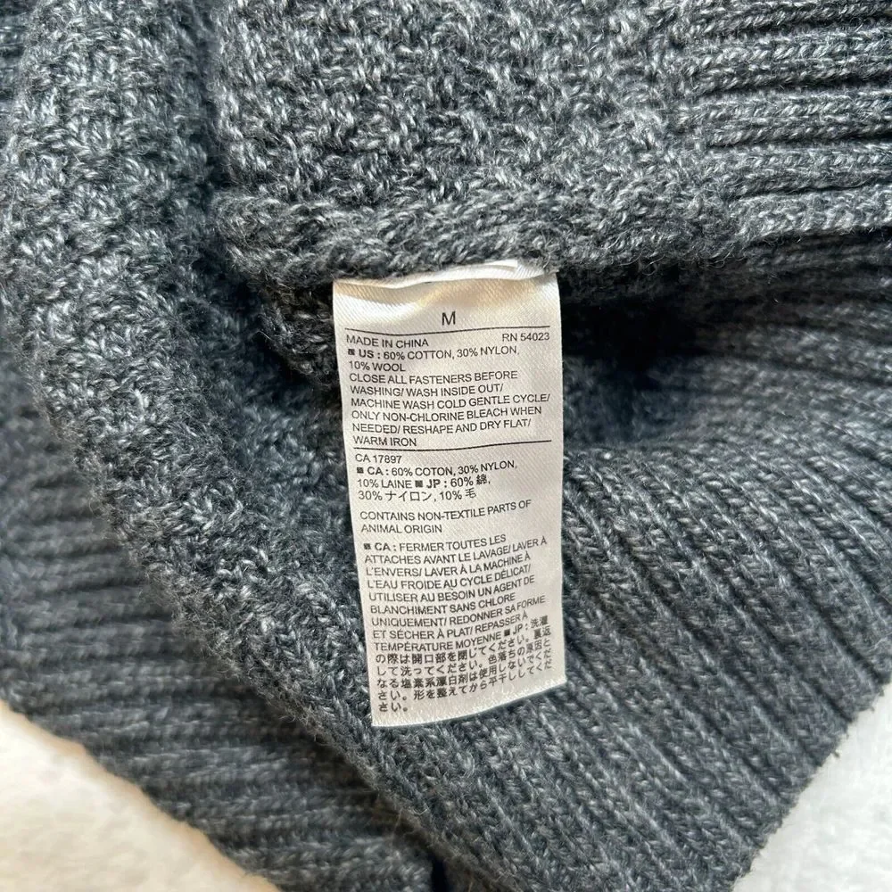 Banana‎ Republic 1/4 Zip Sweater Mens Medium Grey Heather Knit Cotton Nylon Wool